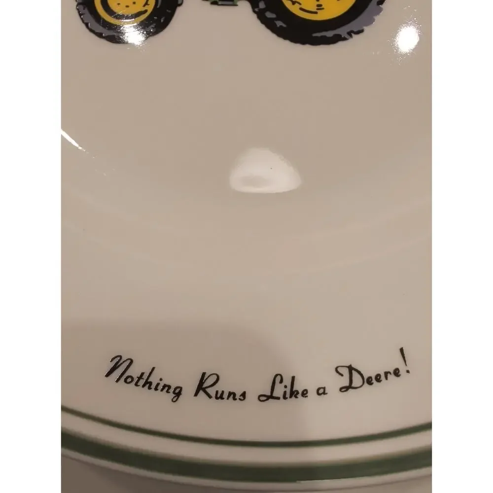 John Deere Ceramic Plates Set of 2 Gibson Tractor Dinner Salad Plate Bowl Bundle